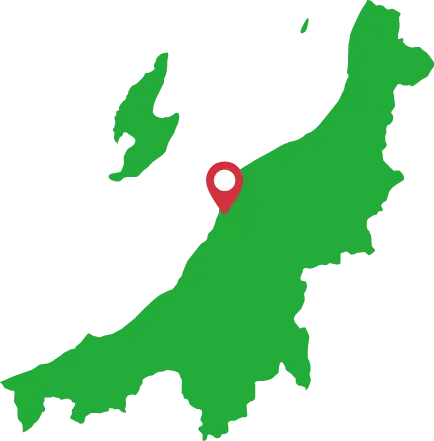 新潟市に現在地ピンが立てられた新潟県のアイコン