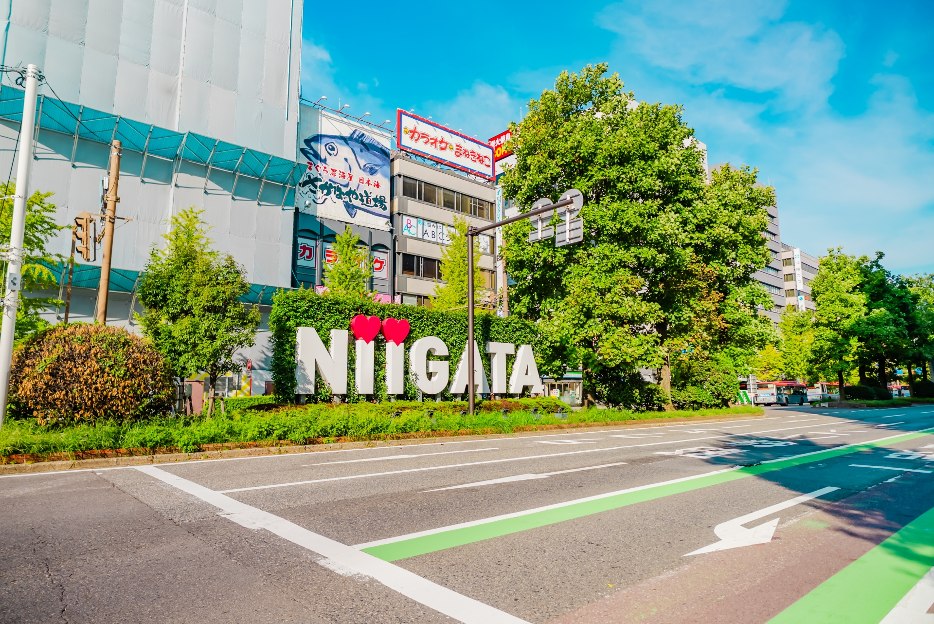 新潟市に現在地ピンが立てられた新潟県のアイコン